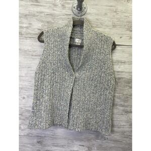 ALPS Sweater Vest Womens M Gray Chunky-Knit Collared Sleeveless Alpaca Blend